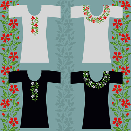 T-shirts with vector floral designのイラスト素材
