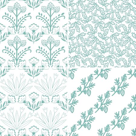Seamless floral pastel patterns setのイラスト素材