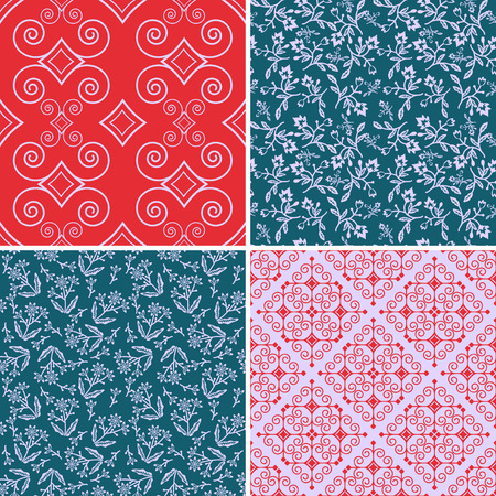 Seamless patterns with decorative flowersのイラスト素材
