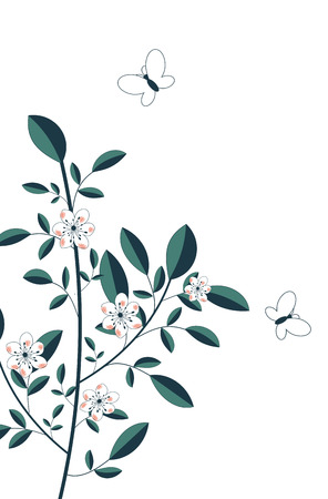 Floral decorative card with butterfliesのイラスト素材