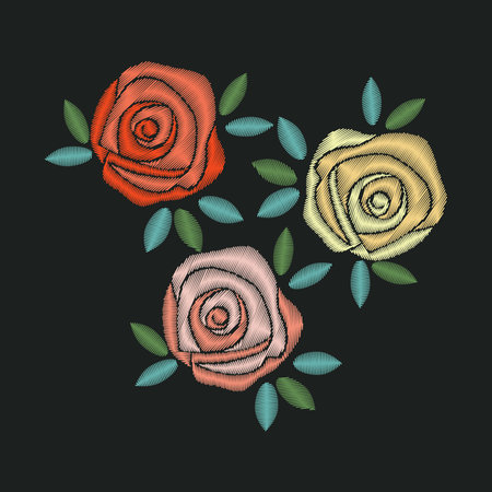 Floral embroidery isolated vector designのイラスト素材