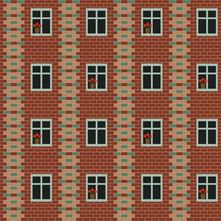 Seamless brick wall vector patternのイラスト素材
