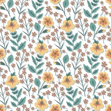 Semless floral pattern with shadowのイラスト素材