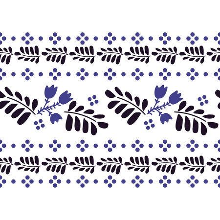 Seamless block printing vector patternのイラスト素材