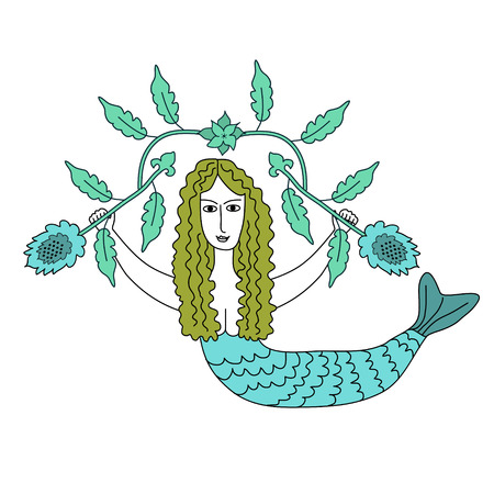 Mermaid russian style vector illustrationのイラスト素材