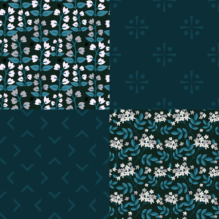 Seamless patterns with decorative flowersのイラスト素材