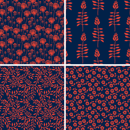 Seamless decorative floral patterns setのイラスト素材