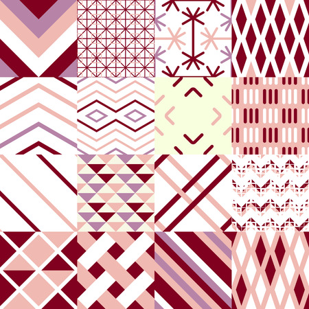 Seamless decorative geometric patterns setのイラスト素材
