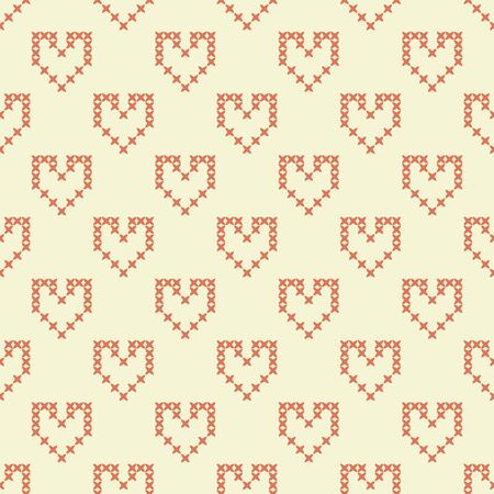 Seamless cross stitch vector heartsのイラスト素材