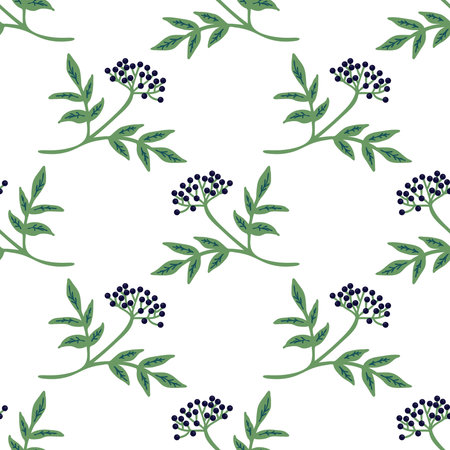 Seamless elderberry branches decorative patternのイラスト素材