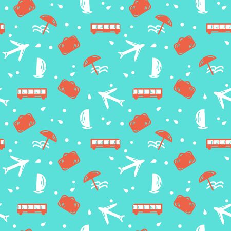 Seamless vector travel symbols patternのイラスト素材