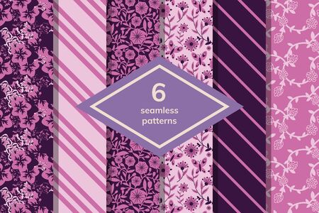 Seamless abstract and floral patternsのイラスト素材
