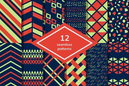 Seamless patterns with geometric ornamentのイラスト素材