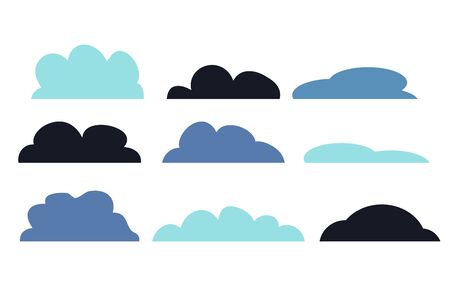 Clouds vector blue icons setのイラスト素材