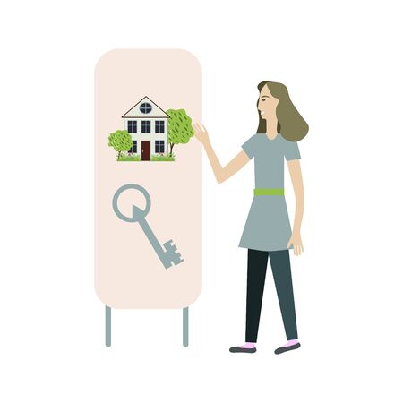 Real estate consultant businesswoman illustrationのイラスト素材