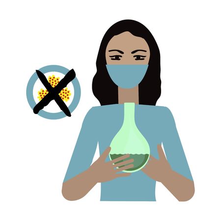 Girl scientist inventing antiviral medicine vectorのイラスト素材