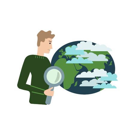 Climate scientist and Earth vectorのイラスト素材