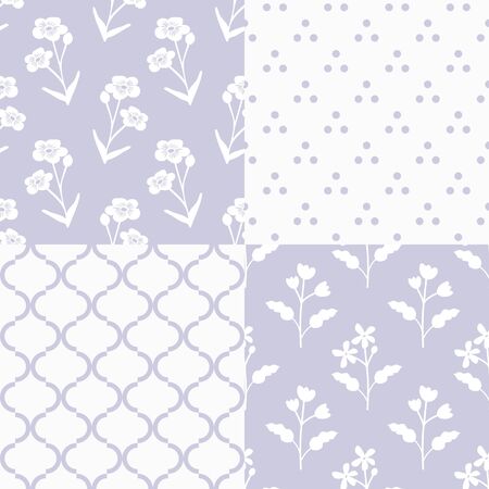 Seamless pastel geometric and floral patternsのイラスト素材