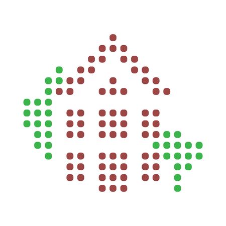 Simple house and trees dots iconのイラスト素材