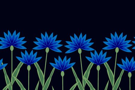 Seamless cornflower border blue flowersのイラスト素材