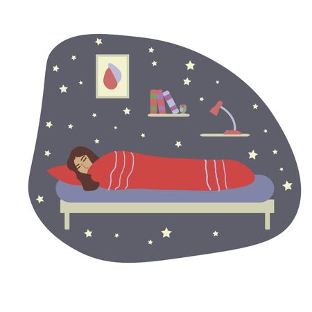 Sleeping girl vector simple illustrationのイラスト素材