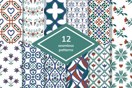 Seamless decorative floral and abstract patternsのイラスト素材