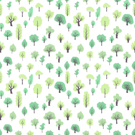 Seamless simple vector trees pattern