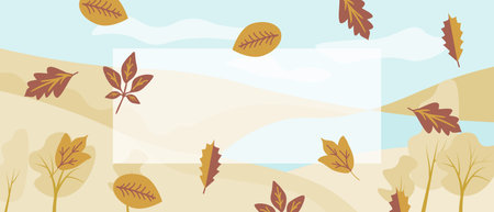 Fall landscape and leaves vector background