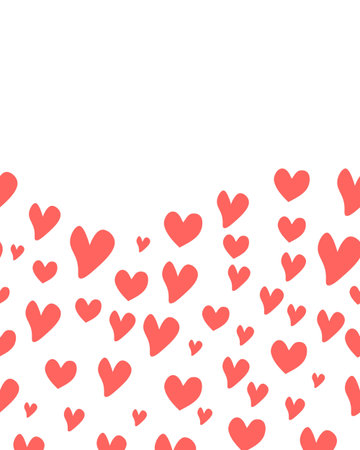 Red hearts background on the white