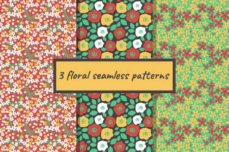 Seamless ditsy decorative floral patternsのイラスト素材