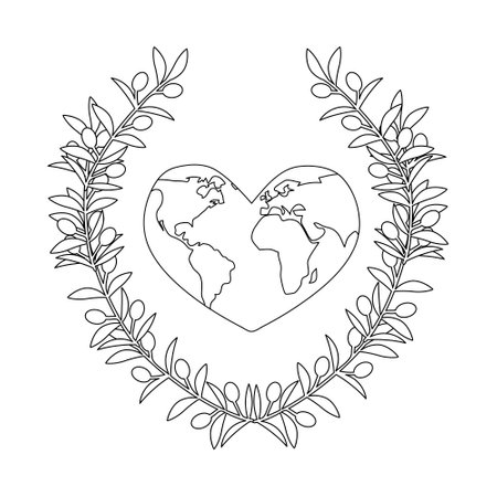 Earth and olive wreath vector symbolのイラスト素材