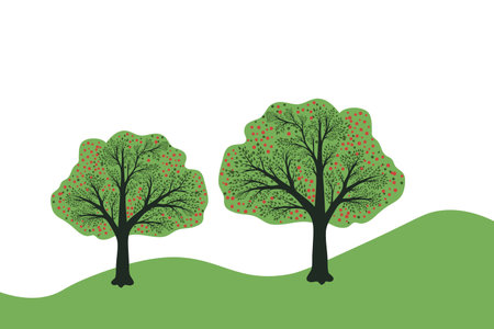 Green simple vector landscape backgroundのイラスト素材