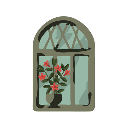 Window and plant vector illustrationのイラスト素材