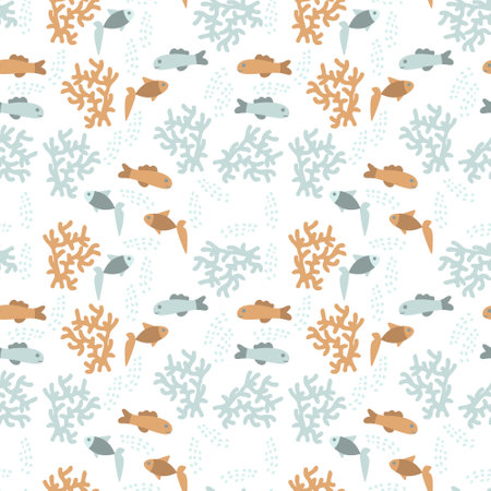 Seamless underwater decorative vector patternのイラスト素材