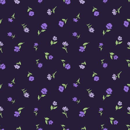 Seamless purple vector flowers patternのイラスト素材