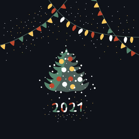 Winter new year holiday cardのイラスト素材