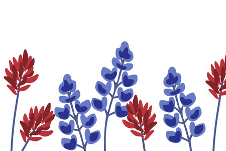 Indian paintbrush and bluebonnet backgroundのイラスト素材