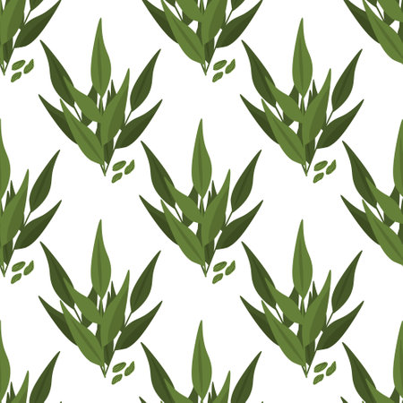 Cardmamom plant seamless vector patternのイラスト素材