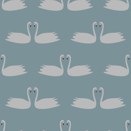 Swans pair seamless decorative patternのイラスト素材