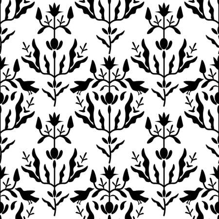 Seamless decorative black and white patternのイラスト素材