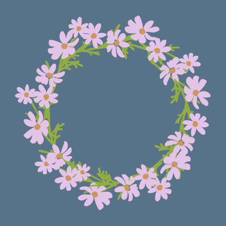 Floral decorative wreath with chamomile flowersのイラスト素材