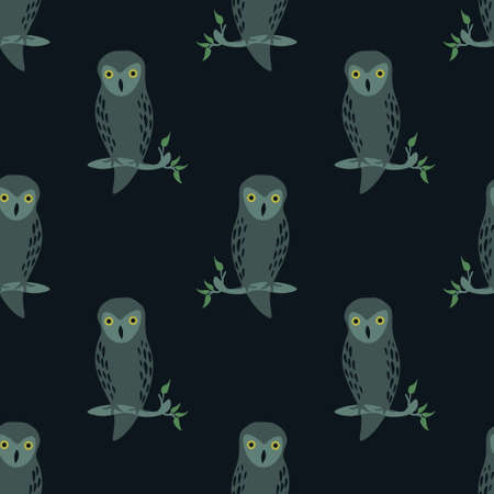 Seamless owls decorative vector patternのイラスト素材