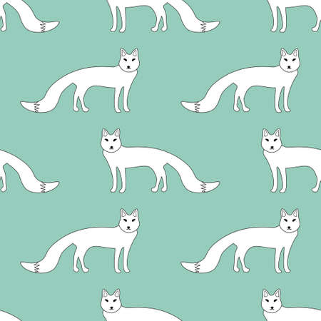 Seamless vector pattern with foxesのイラスト素材
