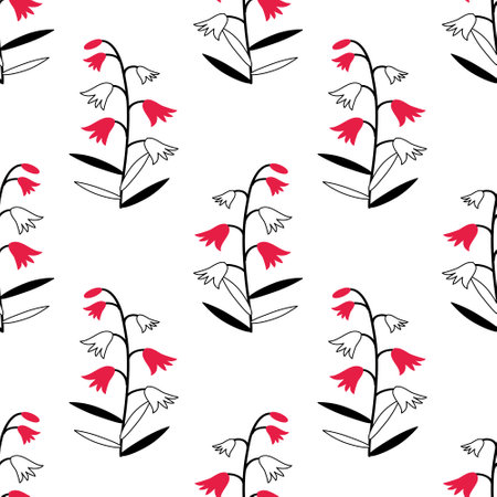 Seamless pattern with vector flowersのイラスト素材