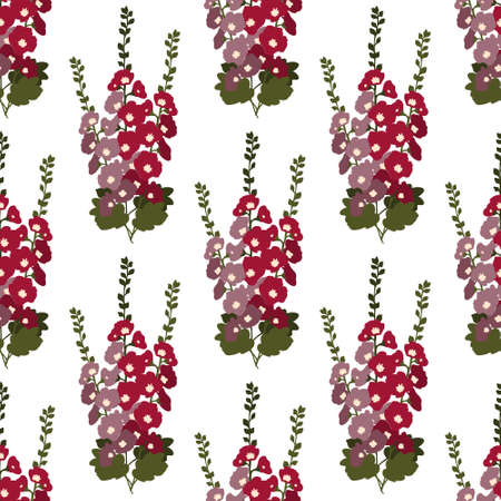 Seamless hollyhocks decorative vector patternのイラスト素材
