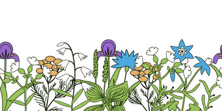 Seamless vector plants decorative backgroundのイラスト素材