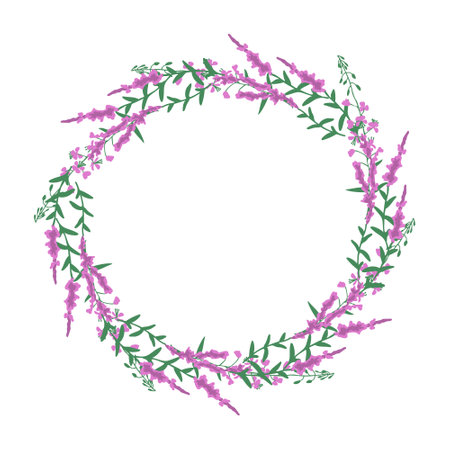 Pink flowers wreath vector backgroundのイラスト素材