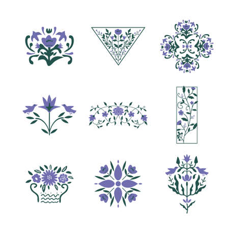 Isolated floral decorative vector bunchesのイラスト素材