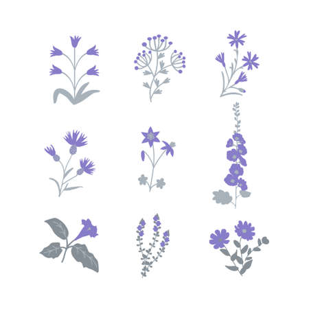Isolated simple vector flowers setのイラスト素材