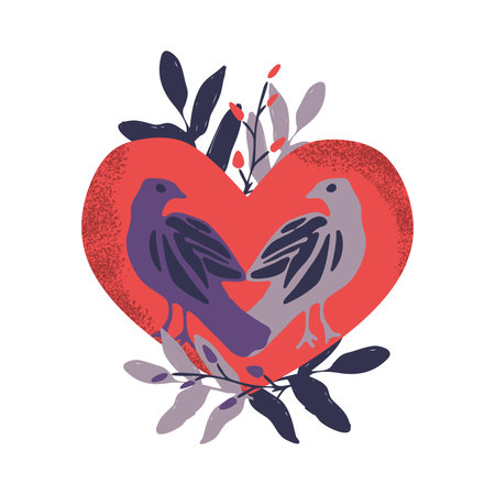 Birds and heart vector illustrationのイラスト素材